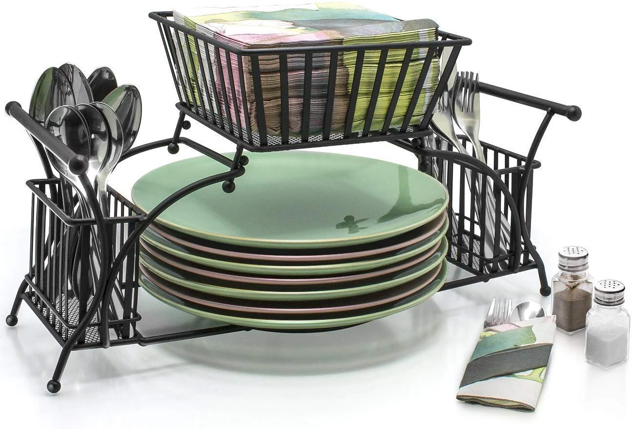 Unique Wrought Iron Dish Rack & Napkin Holder – Kitchen & Dining Organizer - Image 2