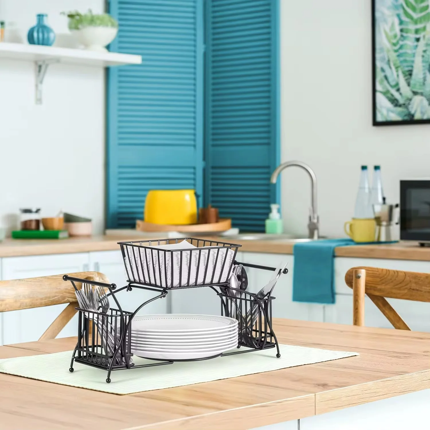 Unique Wrought Iron Dish Rack & Napkin Holder – Kitchen & Dining Organizer - Image 6