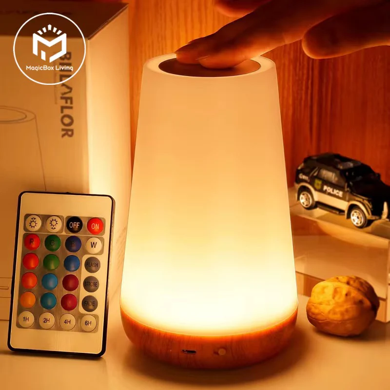 USB Rechargeable LED Table Lamp With Remote Control Portable Touch Dimmable RGB Night Lamp 13 Color Changing Bedside Table Lamps - Image 3