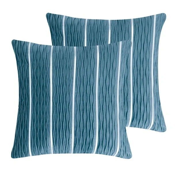 Velvet Decorative Pillow Covers Silver and Wave Striped Luxury Style Pillow Case - Image 9