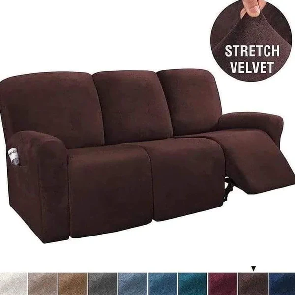 Velvet Recliner Sofa Covers 7 Seater - Image 6