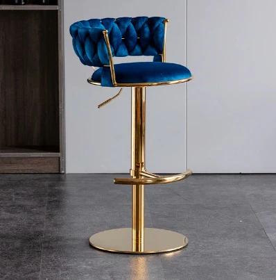 Velvet Swivel Bar Chair with Backrest – Height Adjustable, Gold Legs | Modern Bar Stool - Image 10
