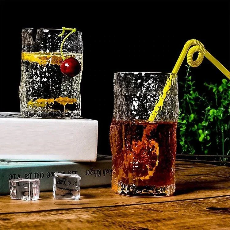 Vintage Bark Design Glass Set – 6pcs Water & Juice Glasses - Image 3