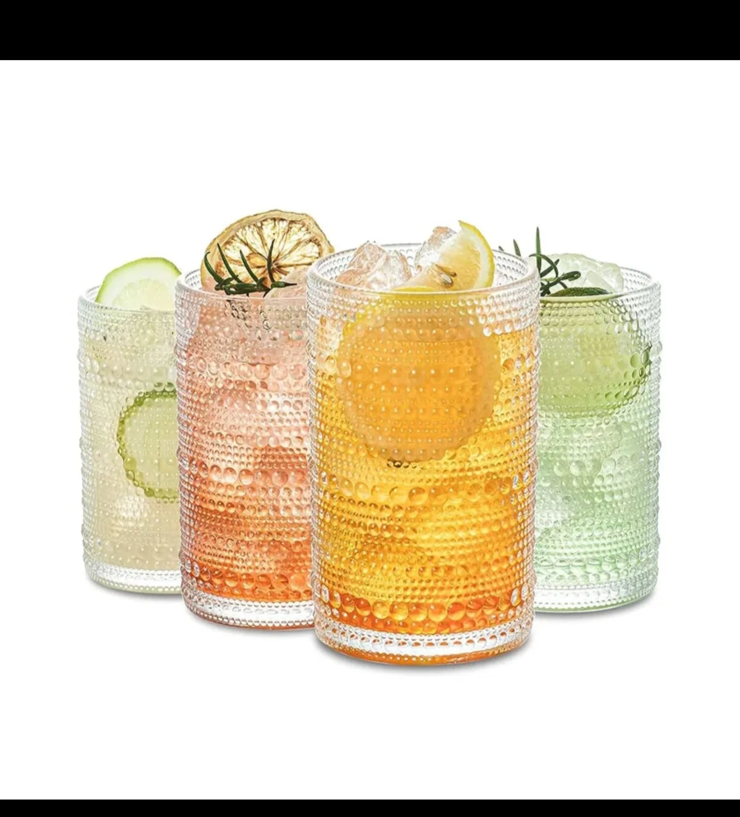 Vintage Embossed Crystal Glass Cocktail Juice Mug  400ml Nordic Beaded Design - Image 2