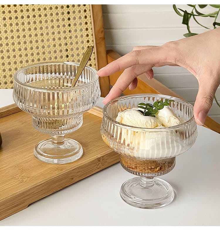 Vintage Style Glass Ribbed 250ml - Image 4