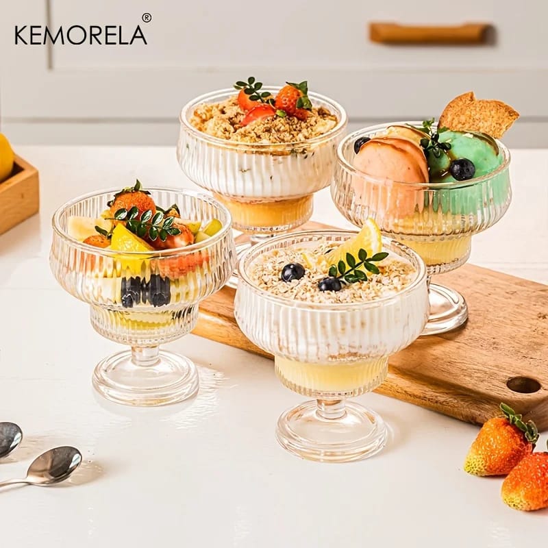 Vintage Style Glass Ribbed 250ml - Image 5
