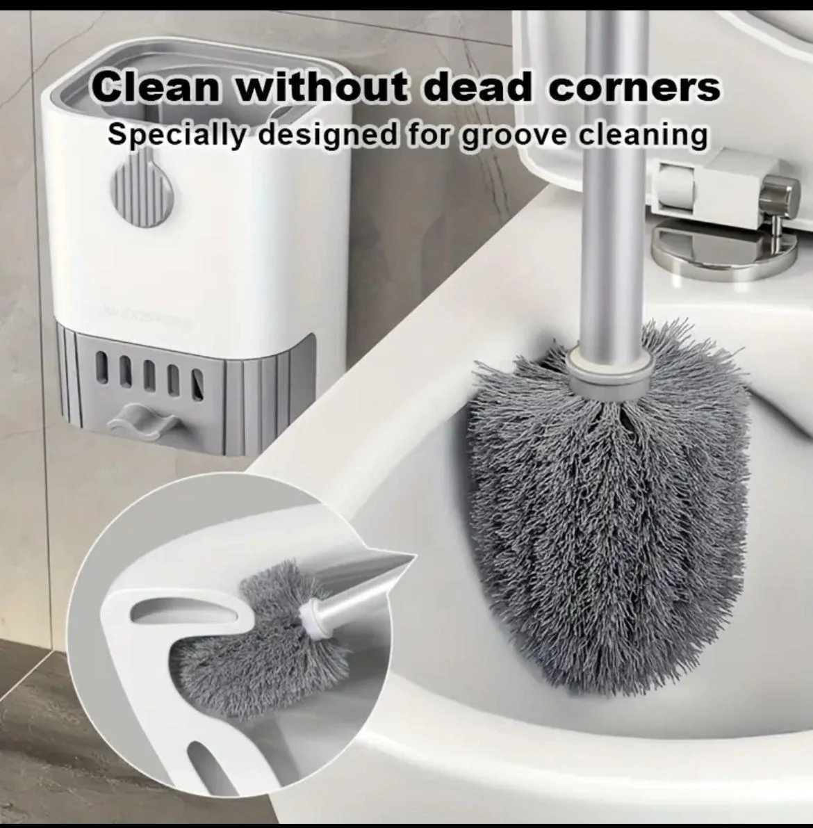 Wall Mounted Long Handle Toilet Cleaning Brush With Holder - Image 5