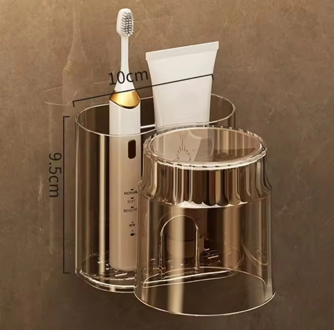 Wall  mounted Toothbrush Holder With Mouthwash Cup - Image 3