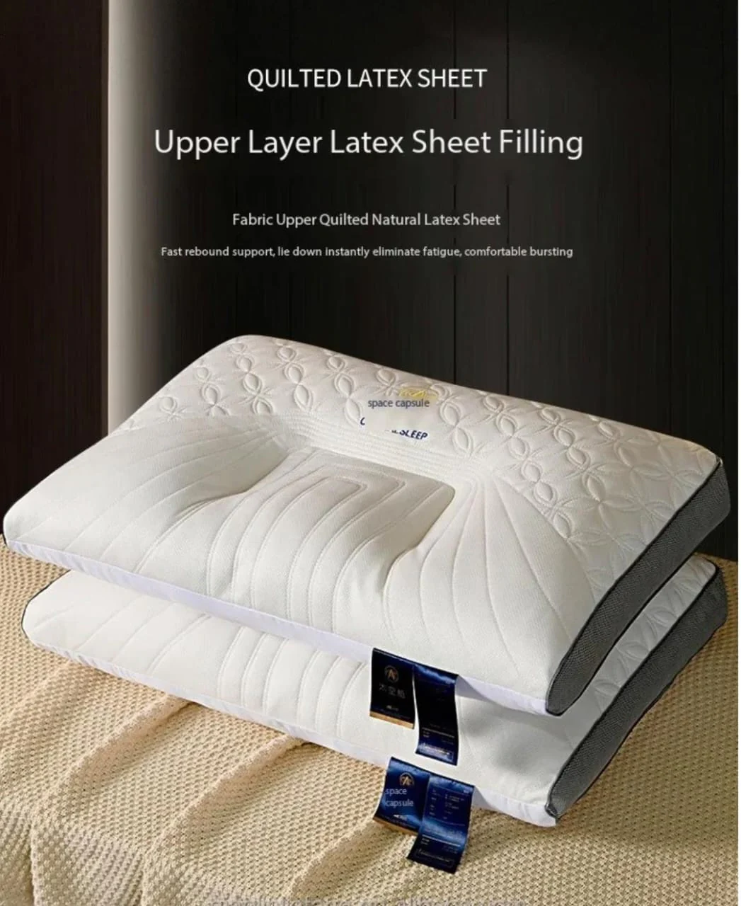 Washable 3D Quilted Cervical Latex Pillow 48x74cm | Neck Support Kenya - Image 5