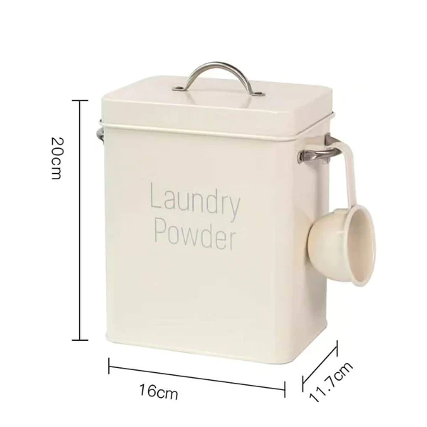 Washing Powder Bucket, Multi-Purpose Storage Box Laundry Powder Tin Square Laundry Powder Storage Box - Image 3