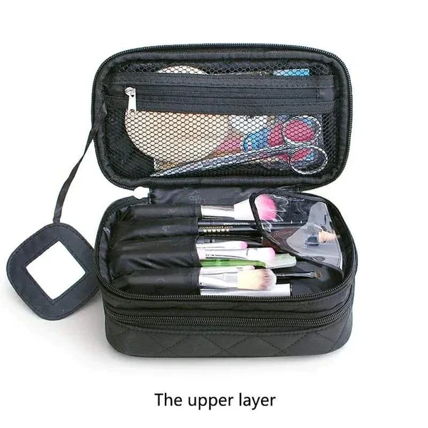 Double Layer Waterproof Makeup & Toiletry Organizer Bag | Travel Cosmetic Storage Case - Image 3