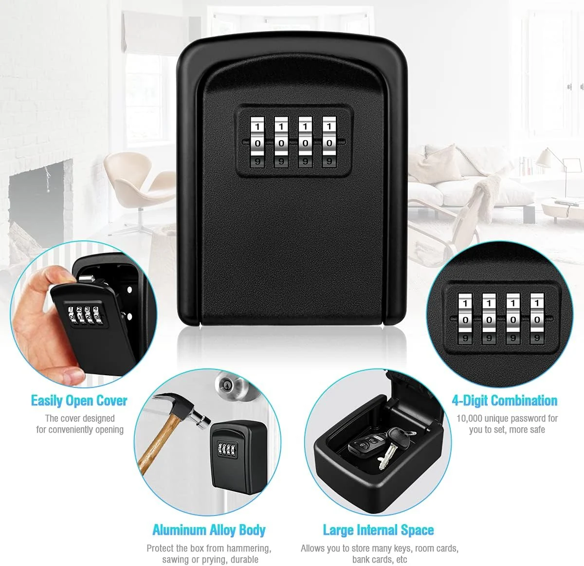 Weatherproof Wall-mounted Key Lock Box Safe - Image 5