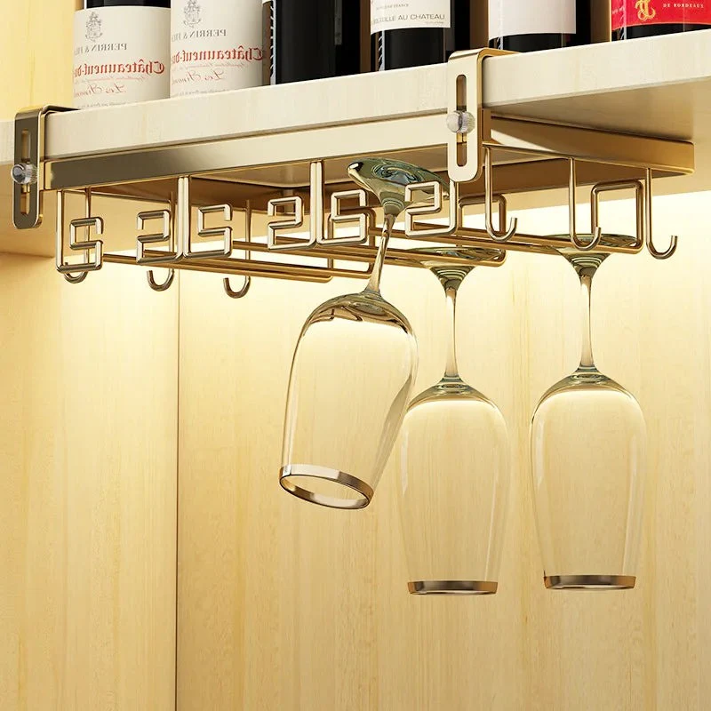Wine Glass Rack Upside Down Glass Storage Under Cabinet Wine Glass Holder Rack - Image 3