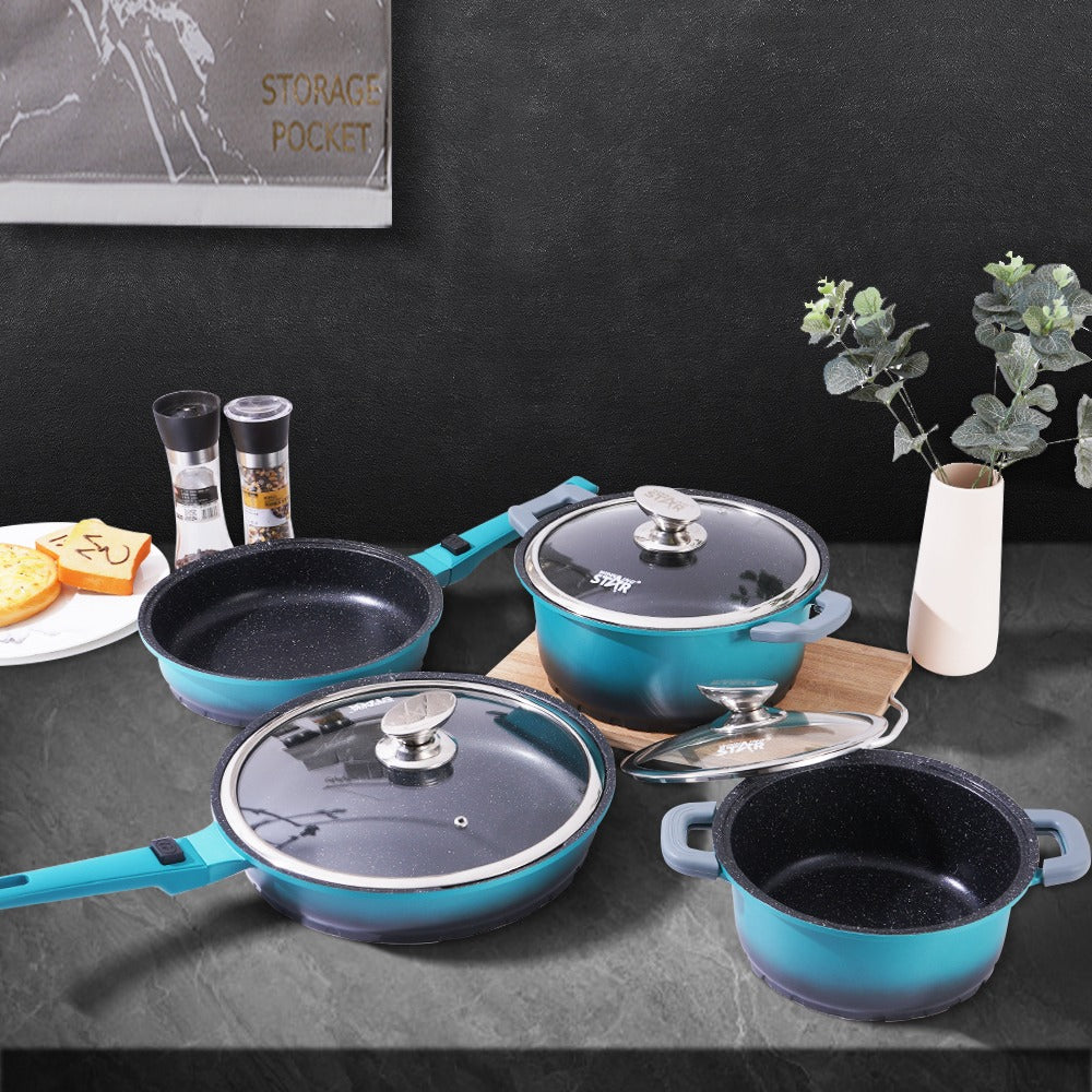 Winning Star 10-Piece| Aluminum Alloy Soup Pots & Frying Pans Non-Stick Cookware Set - Image 3