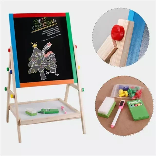 Wooden Double Sided Drawing Blackboard and Whiteboard Magnetic Easel/ Painting Toy/ Early Education Learning Toys For Children - Image 2