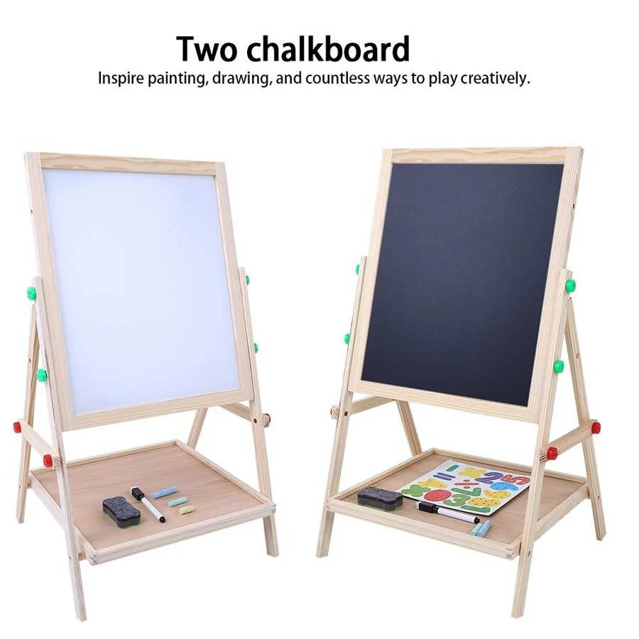 Wooden Double Sided Drawing Blackboard and Whiteboard Magnetic Easel/ Painting Toy/ Early Education Learning Toys For Children - Image 3
