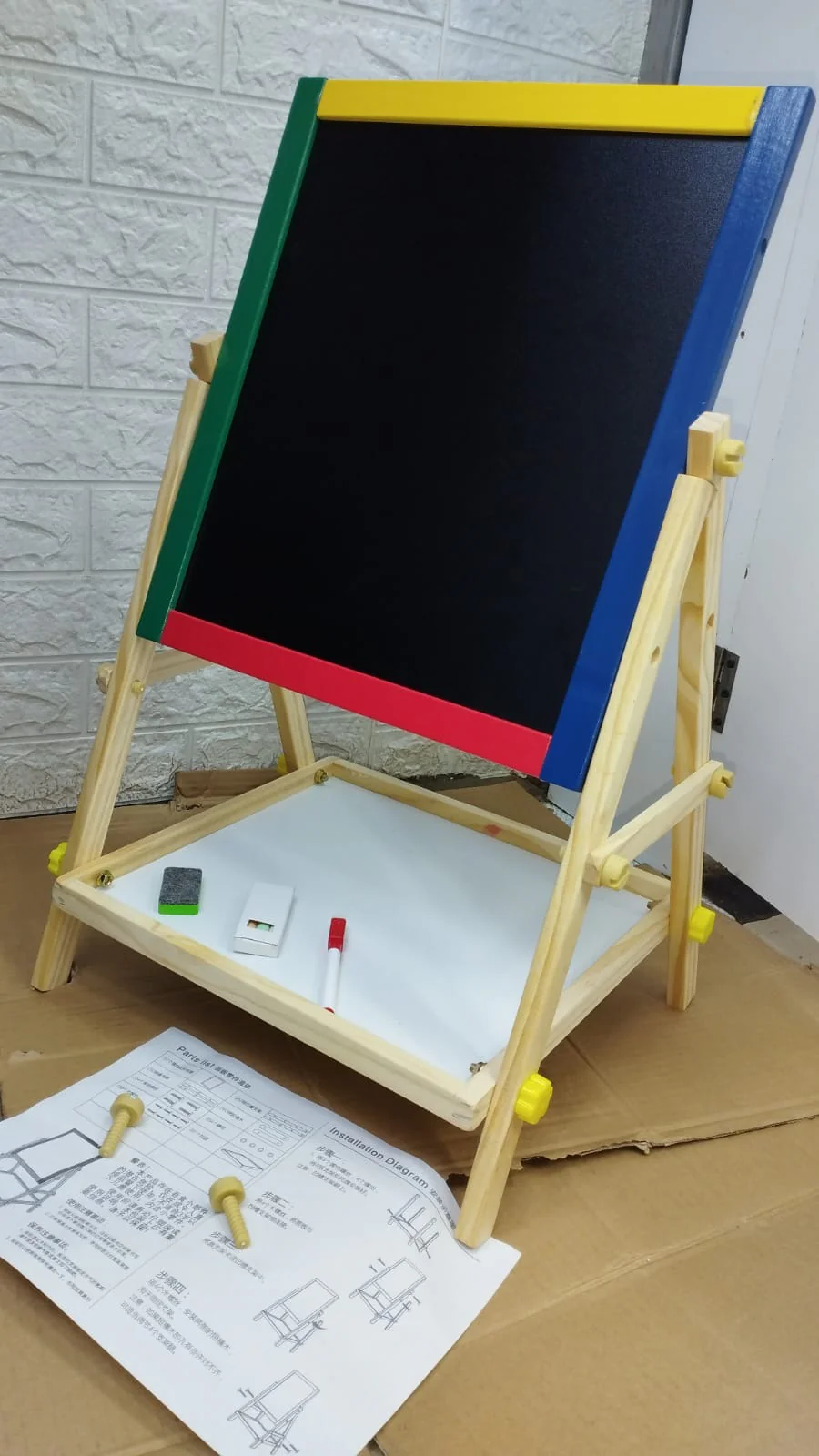 Wooden Double Sided Drawing Blackboard and Whiteboard Magnetic Easel/ Painting Toy/ Early Education Learning Toys For Children - Image 4