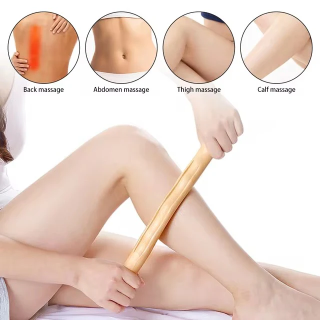 Wooden Gua Sha Stick Body Massage Tool Abdominal Cellulite Massage Backpain Relief Wood Therapy Massage Cup 8 Beads Handheld - Image 2