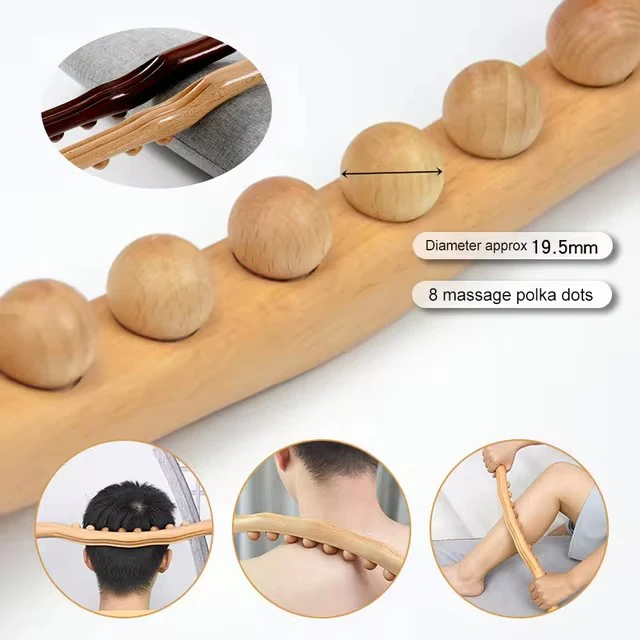 Wooden Gua Sha Stick Body Massage Tool Abdominal Cellulite Massage Backpain Relief Wood Therapy Massage Cup 8 Beads Handheld - Image 4