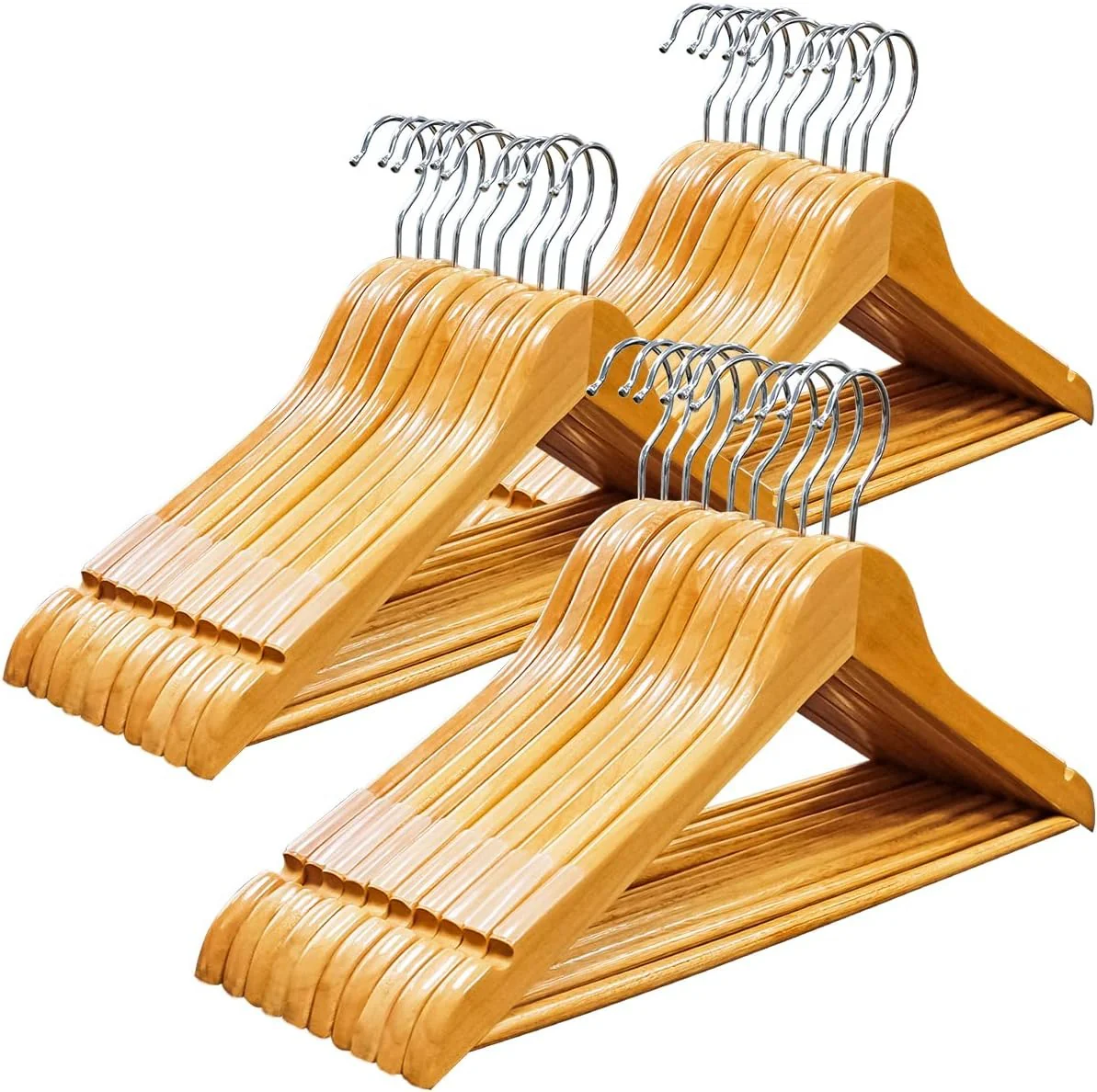 Premium Wooden Cloth Coat Hangers (10 Pack) – Non Slip Suit & Shirt Clothes Hangers - Image 3