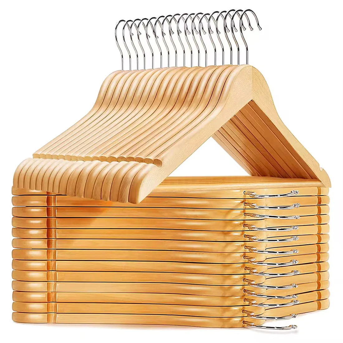 Premium Wooden Cloth Coat Hangers (10 Pack) – Non Slip Suit & Shirt Clothes Hangers - Image 4
