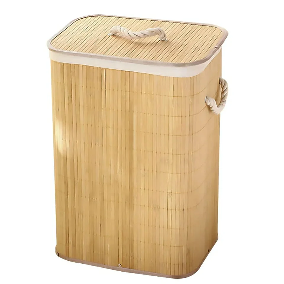 Wooden Laundry Hamper with Lid, Bamboo Laundry Basket with HandlesLaundry Basket - Image 2