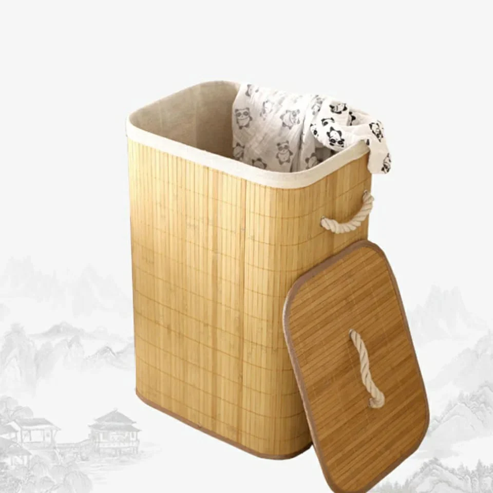 Wooden Laundry Hamper with Lid, Bamboo Laundry Basket with HandlesLaundry Basket - Image 4