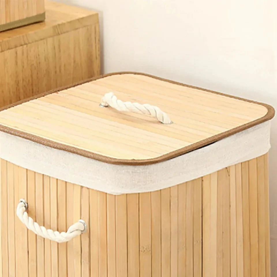 Wooden Laundry Hamper with Lid, Bamboo Laundry Basket with HandlesLaundry Basket - Image 5