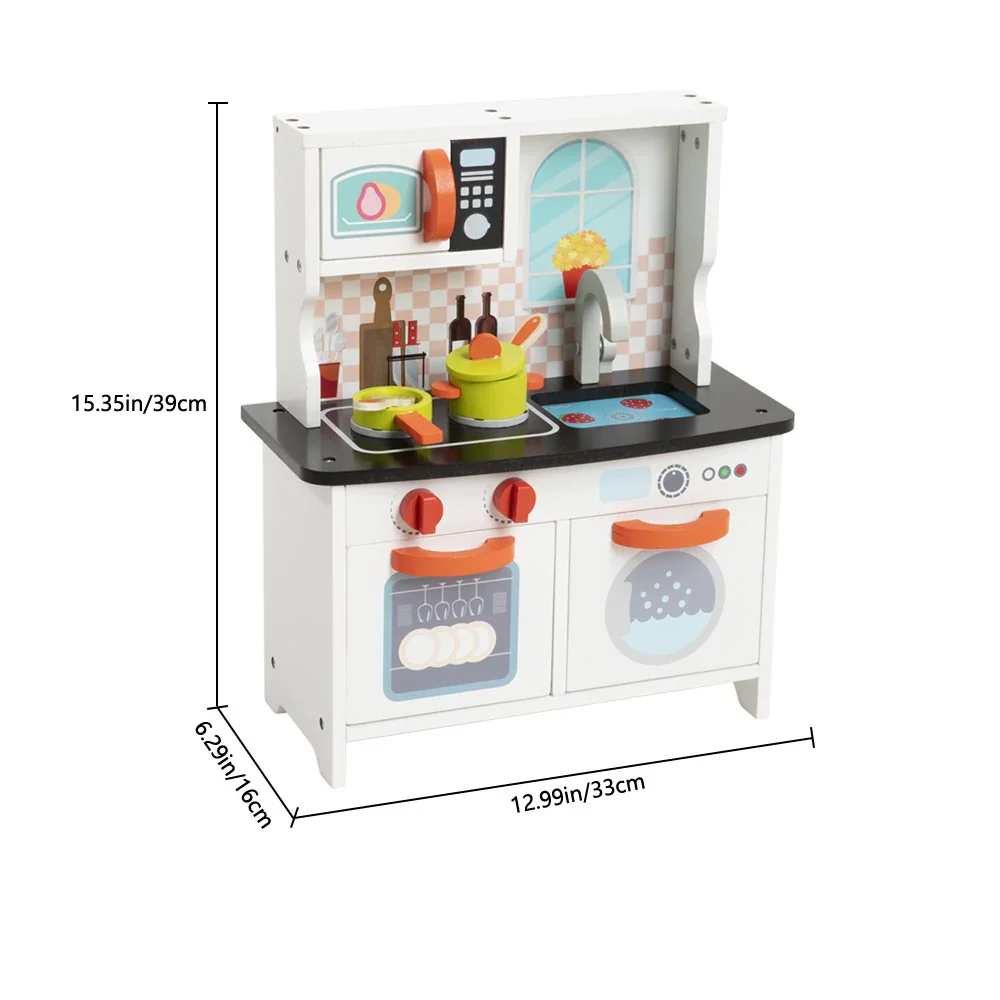 Wooden Mini Kitchen Playset for Kids Montessori Pretend Play - Image 2