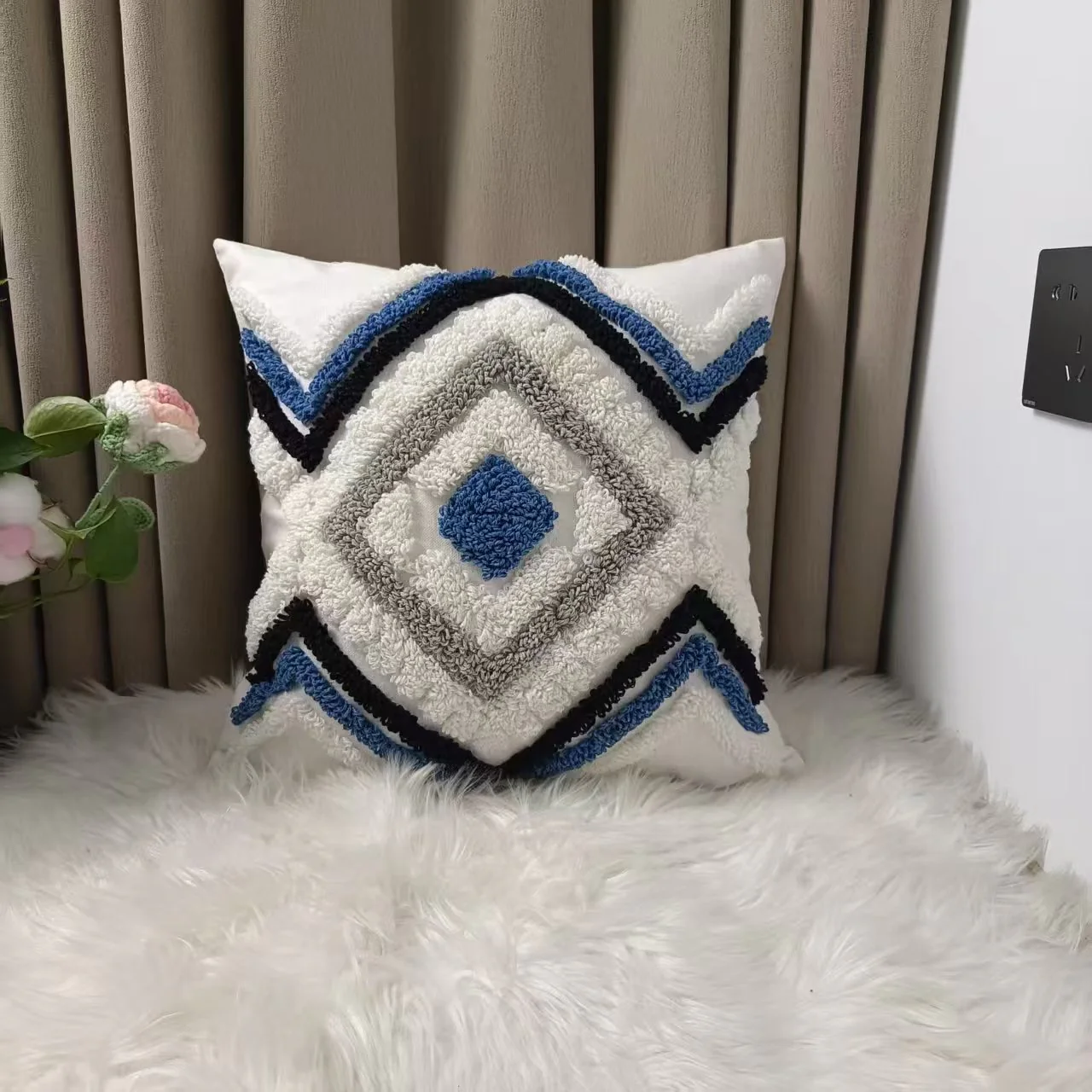 Tufted Boho Nordic Cotton Pillow Cover 45x45cm | Decorative Cushion Cover - Image 2