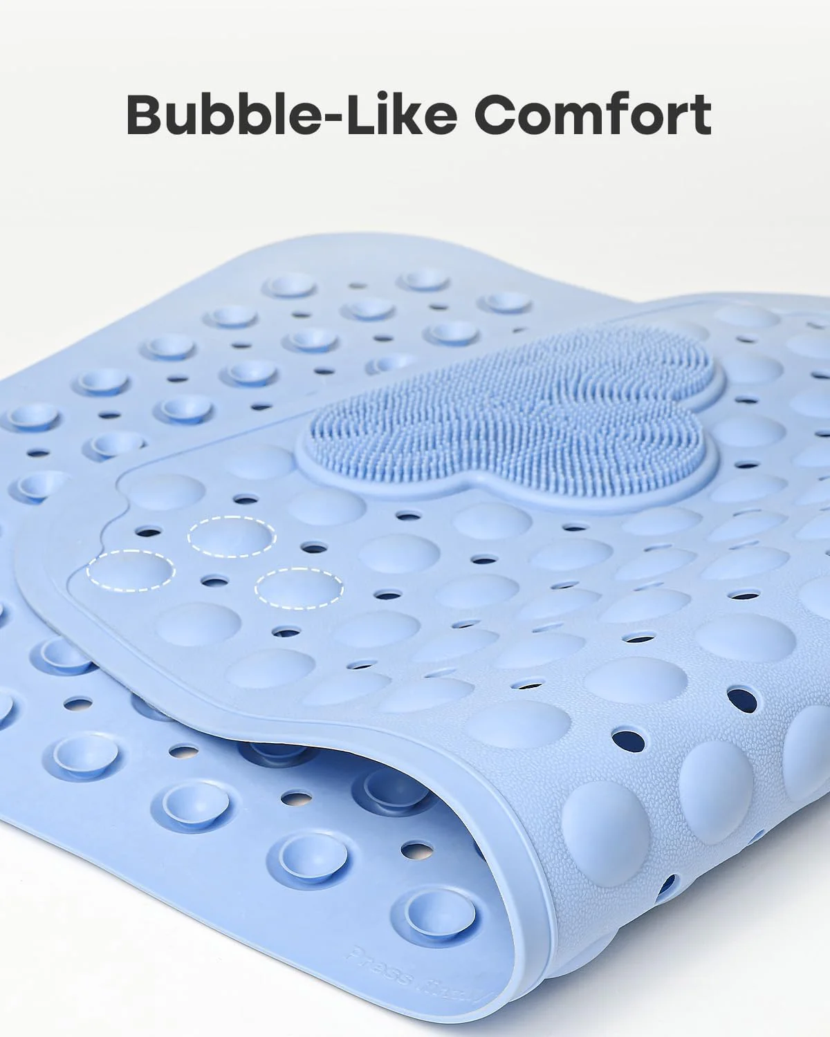 Bath Mat Non Slip with Foot Scrubber, Anti Slip Bath Mat for Tub, Rubber Shower Mat with Suction Cups and Drain Holes - Image 2
