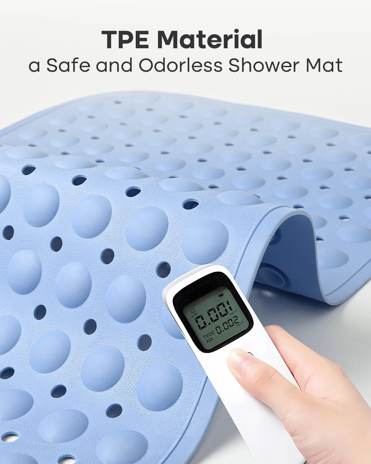 Bath Mat Non Slip with Foot Scrubber, Anti Slip Bath Mat for Tub, Rubber Shower Mat with Suction Cups and Drain Holes - Image 4