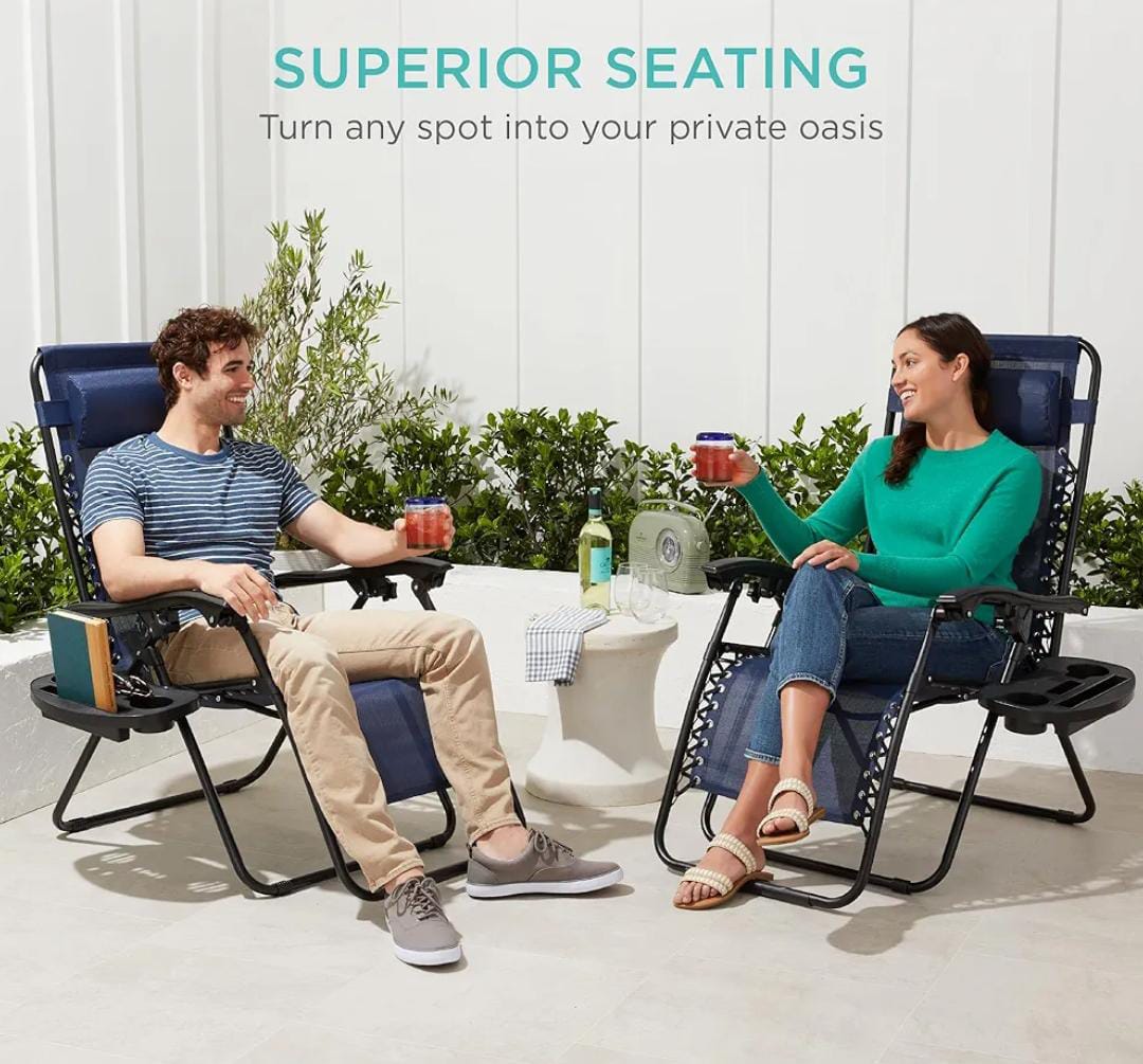 Zero Gravity Reclining Chair with Side Table – Foldable & Comfortable Outdoor Lounger - Image 2