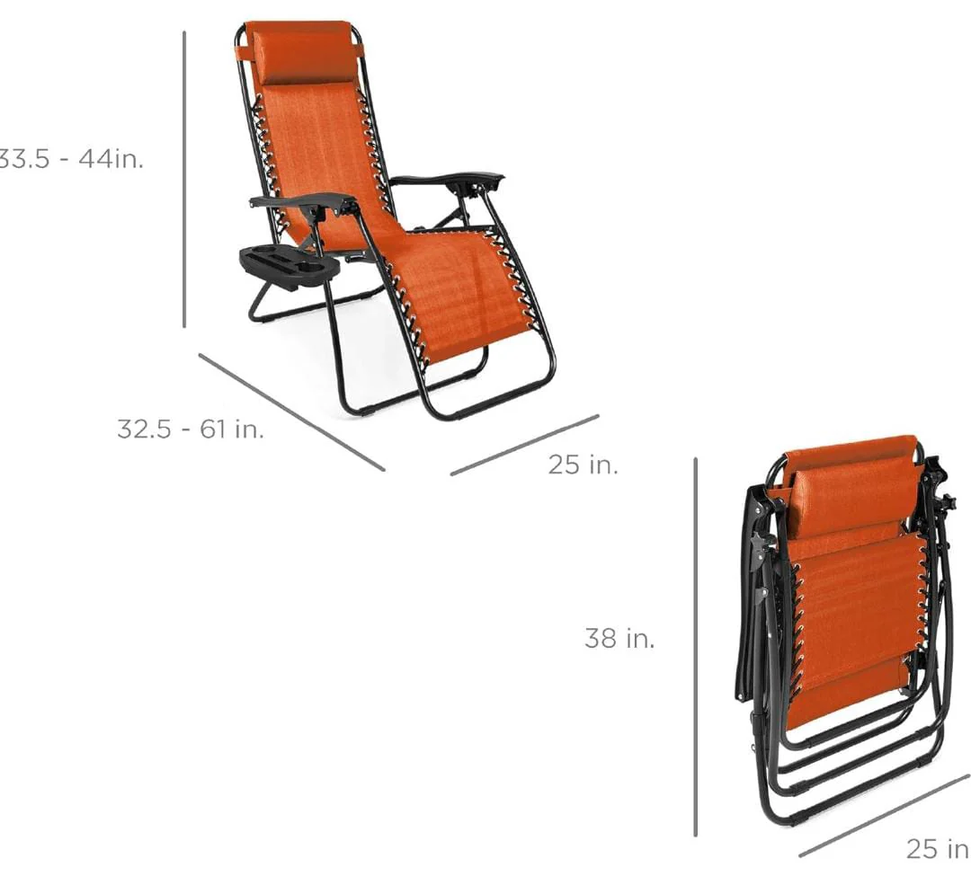 Zero Gravity Reclining Chair with Side Table – Foldable & Comfortable Outdoor Lounger - Image 4