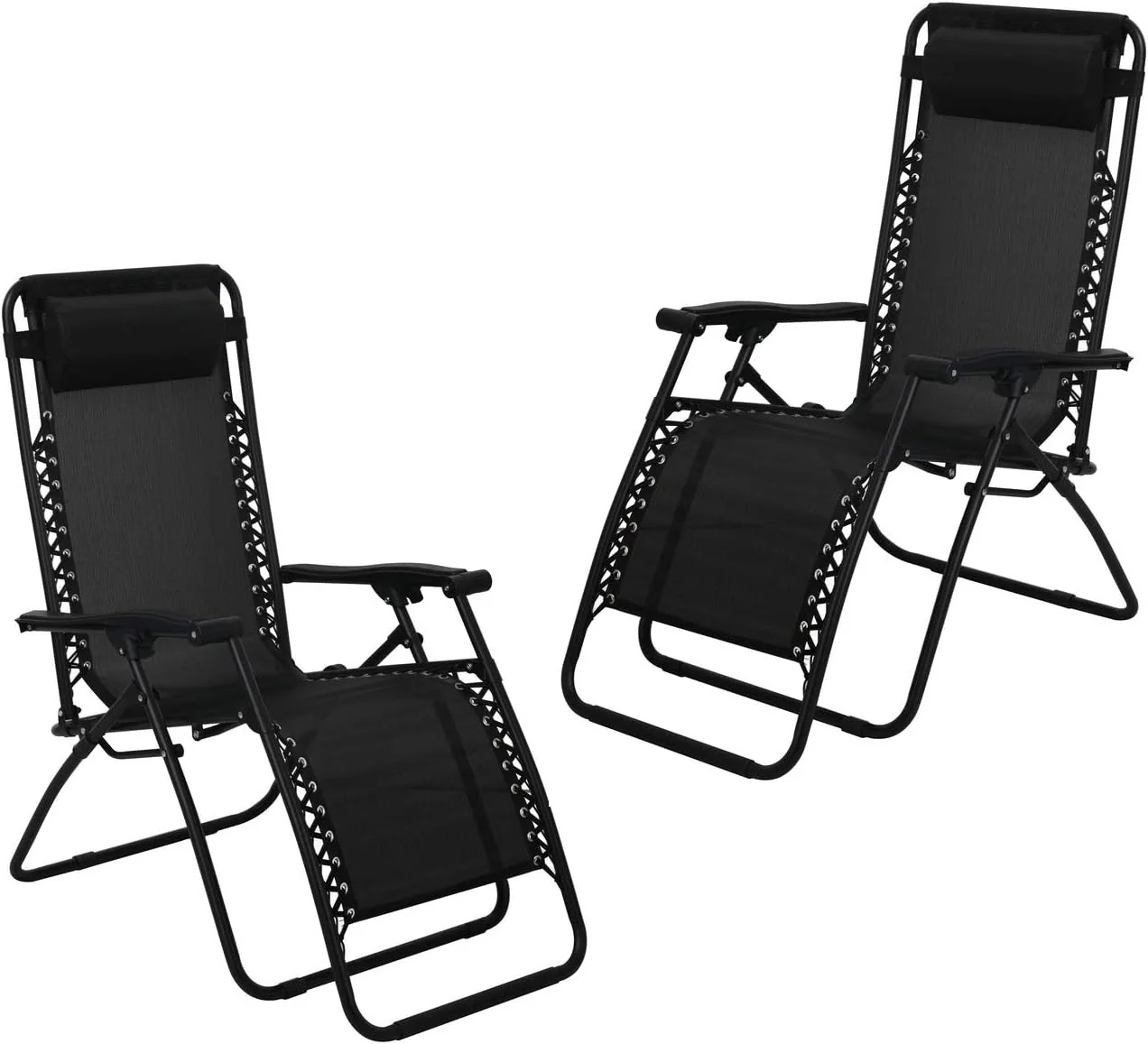 Zero Gravity Lounge Chair Reclining Chair Garden Sun Lounger Black - Image 3